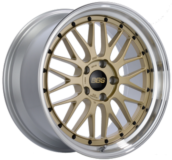 BBS LM 18x10 5x114.3 ET25 PFS Gold Center Diamond-Cut Rim Wheel PFS/Clip Req - LM195GPK by BBS