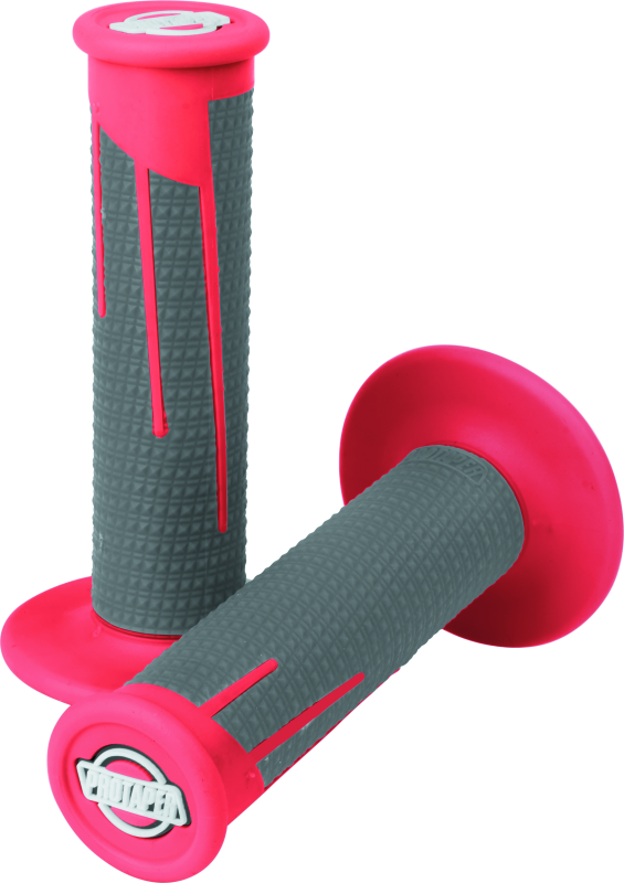 ProTaper Full Diamond Clamp-On Grips - Red/Dark Gray - 021687 - front view
