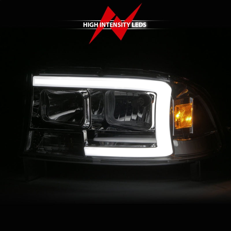 ANZO 97-04 Dodge Dakota/Durango Crystal headlight Set w/ Light Bar Chrome Housing - 111592