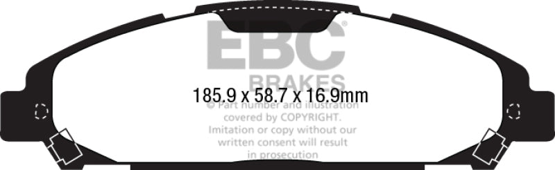 EBC brake Ultimax2 brake Pads - UD1791 for 2015-2023 Ford Mustang - angle view