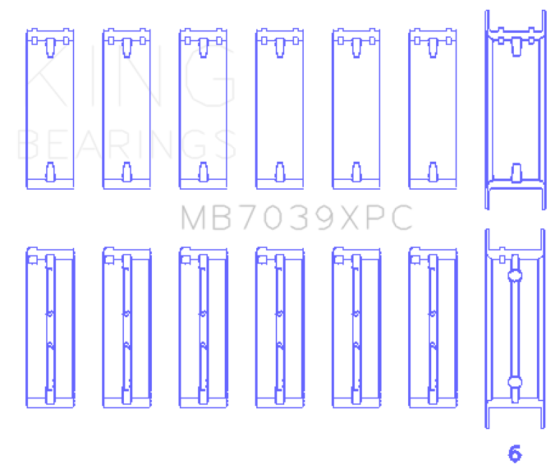 King BMW M20/M50 2.0L/2.5L/2.7L Crankshaft Main Bearings Set (Size STDX) - 7 Pairs Coated - MB7039XPCSTDX