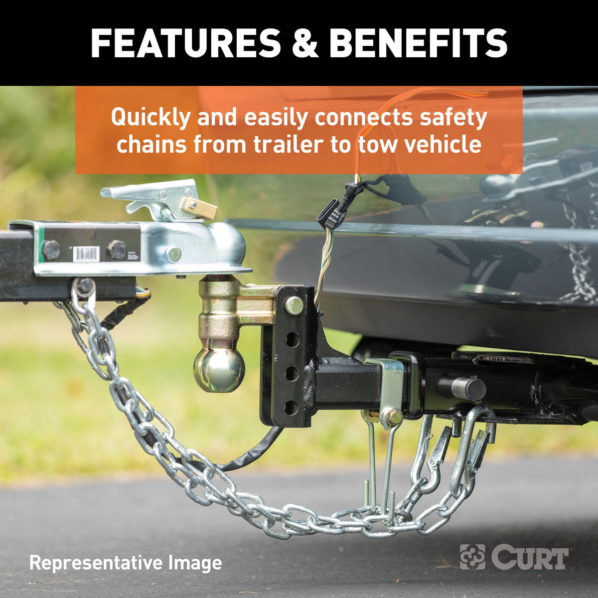 CURT 81277 Snap Hook Trailer Safety Chain Hook Carabiner Clip, 7/16-Inch Diameter, 5,000 lbs