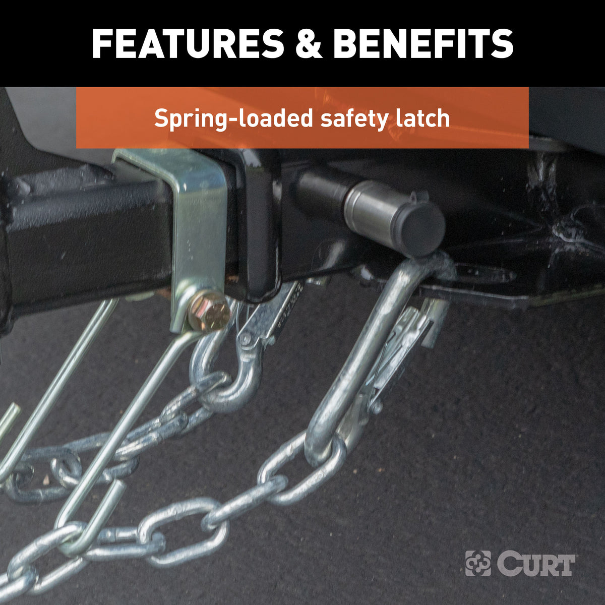 CURT 81277 Snap Hook Trailer Safety Chain Hook Carabiner Clip, 7/16-Inch Diameter, 5,000 lbs