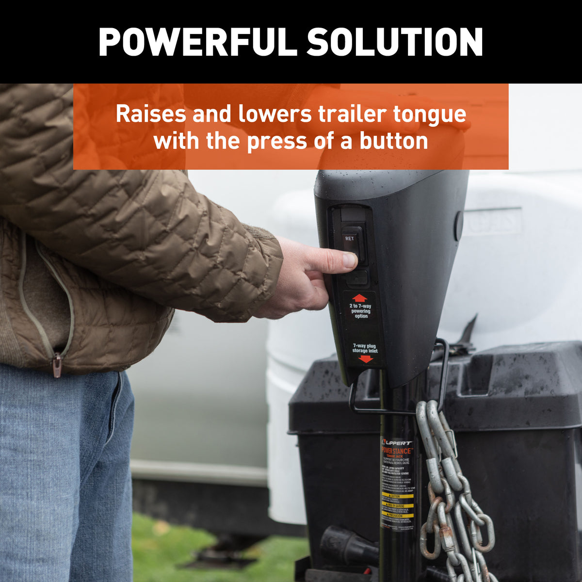 Lippert 813748 Power Stance Electric Trailer Tongue Jack, 3,500 lbs