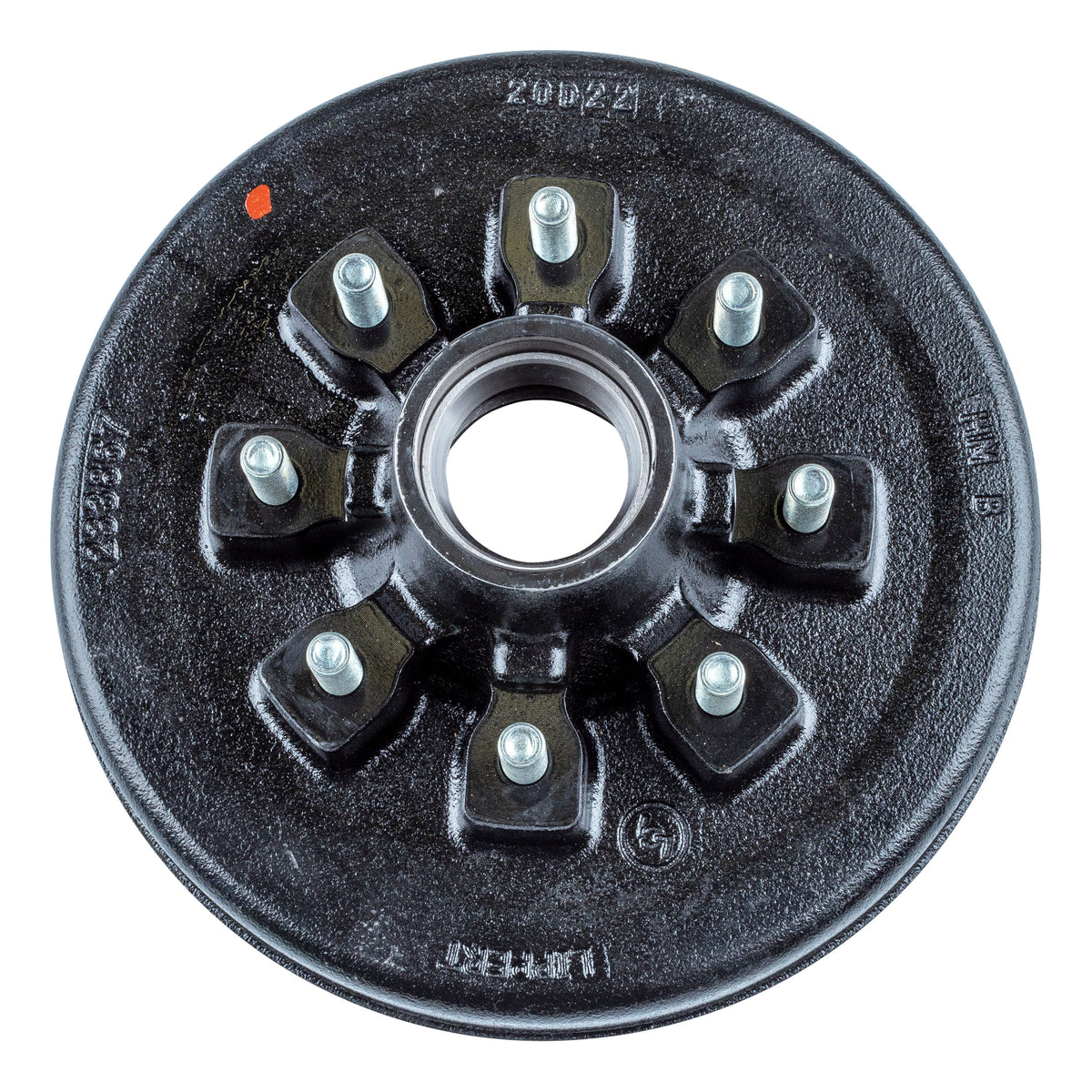 CURT 814213 12" Brake Drum Hub Assembly for 7,000-lb. Axle - 8 on 6.5", 9/16" Stud (with Bearing Cone Kit)