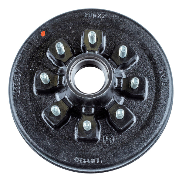 CURT 814213 12" Brake Drum Hub Assembly for 7,000-lb. Axle - 8 on 6.5", 9/16" Stud (with Bearing Cone Kit)