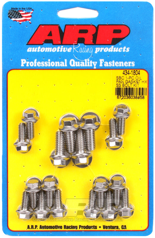 ARP SB Chevy 1-pc SS Hex Oil Pan Gasket Bolt Kit - 434-1804