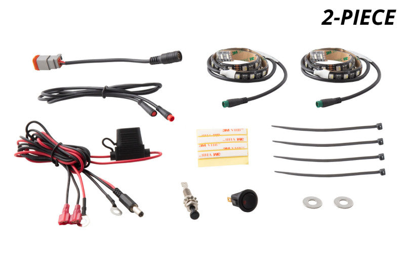 Diode Dynamics RGBW Engine Bay Strip Kit 4pc Multicolor - DD0444