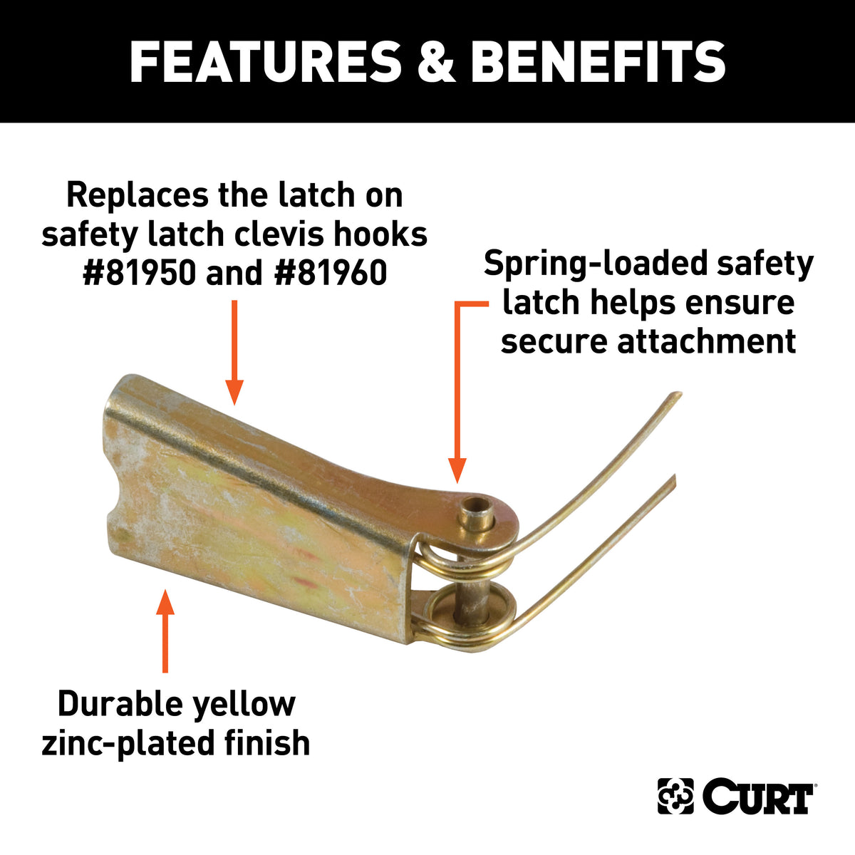 CURT 81999 Replacement Clevis Hook Safety Latch for CURT #81950