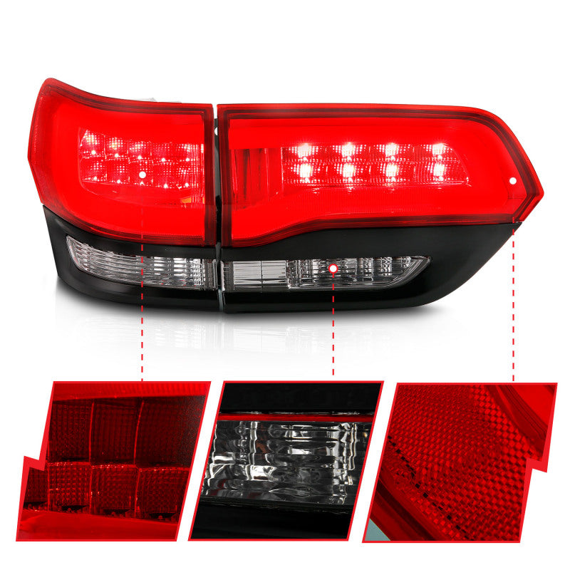 ANZO 2014-2016 Jeep Grand Cherokee LED Taillights Red/Clear - 311268
