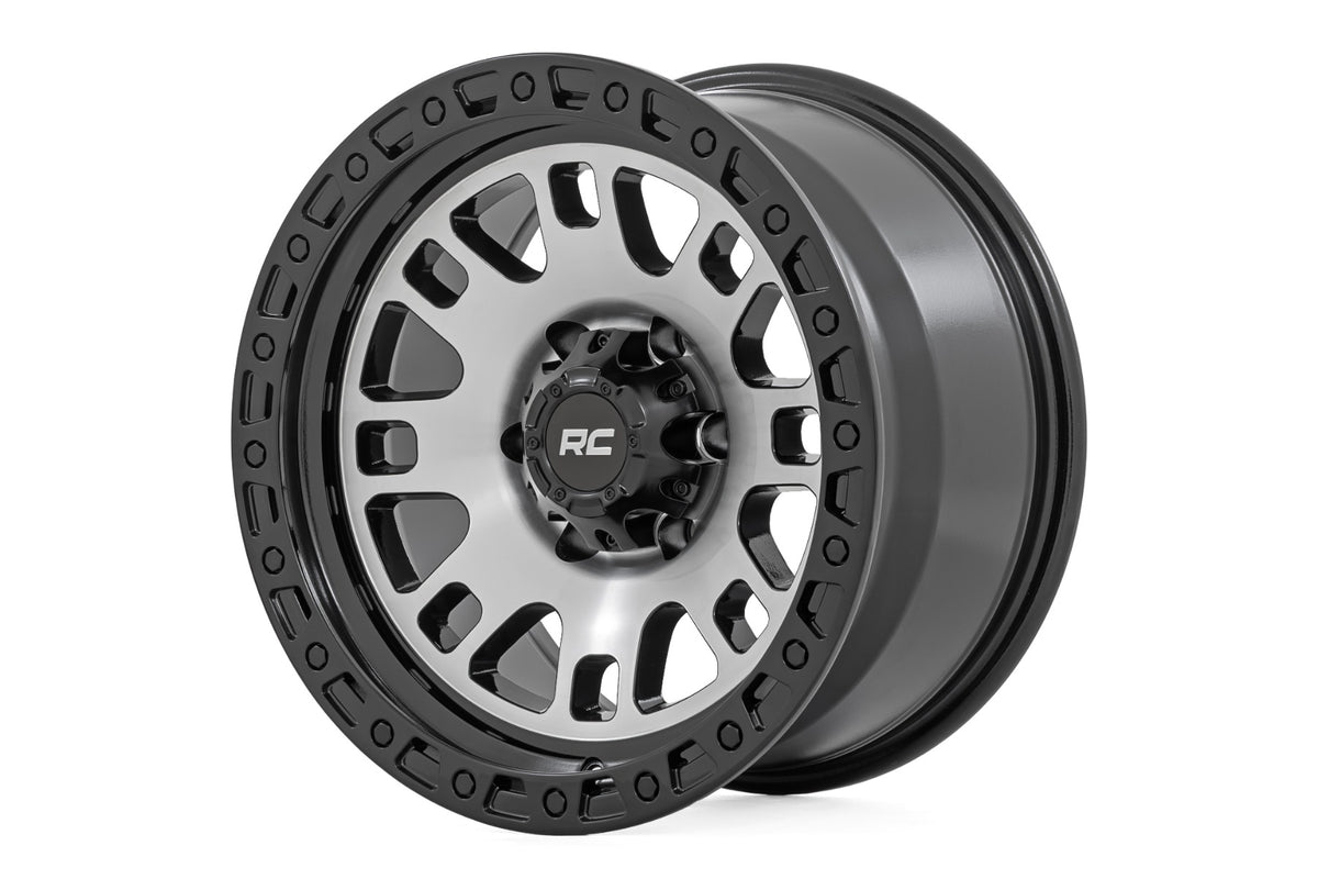 Rough Country 82 Series Wheel/One-Piece/Machined Semi Gloss Black/17x9/6x5.5/-12mm - 82170912M