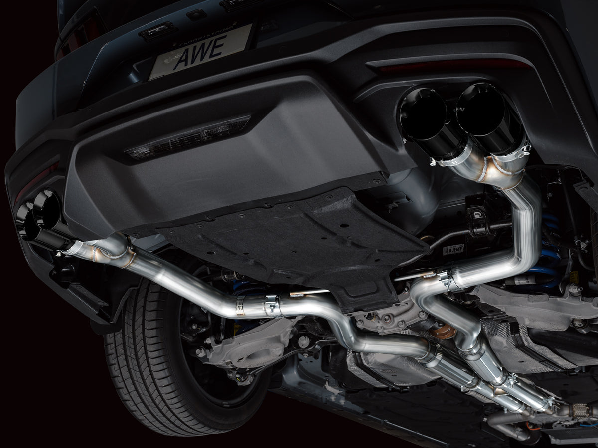 AWE 2024 Ford Mustang GT Fastback S650 RWD Track Edition Catback Exhaust w/ Quad Diamond Black Tips - 3020-43650