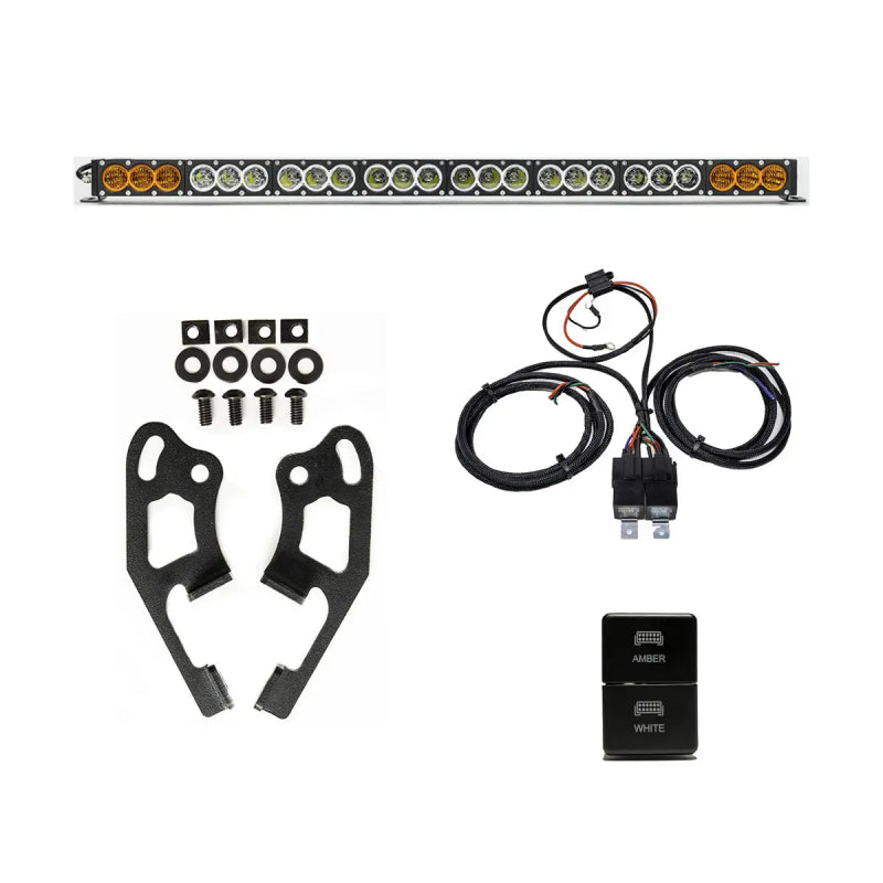 Cali Raised Sherpa Roof Rack Dual Funct. Light Bar & Mount Brckt Kit w/ Wire Harness & Small Switch - CR4284 - front view