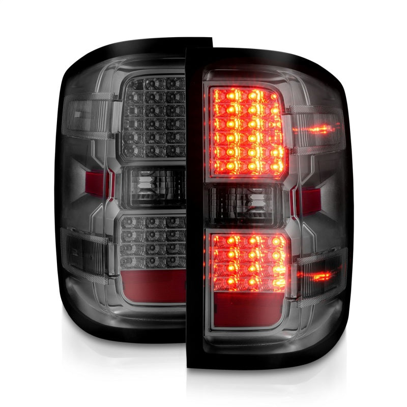 ANZO 15-19 Chevy Silverado 2500HD/3500HD (Halgn Only) LED Tail Lights w/Smoke Light Bar &amp; Clear Lens - 311426