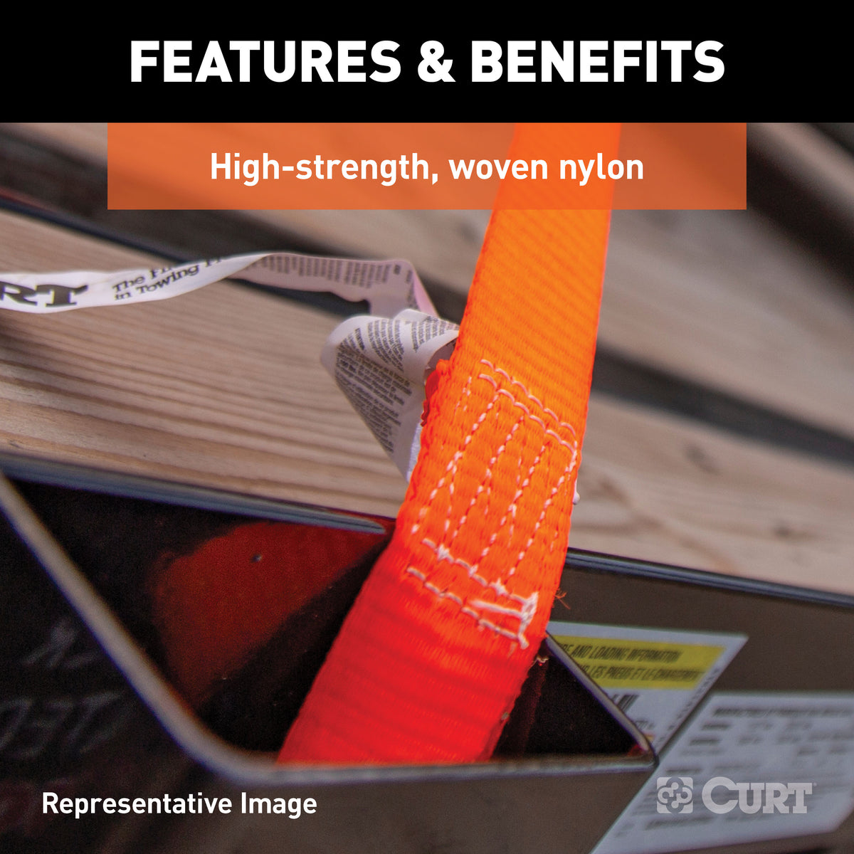 CURT 83002 1-Inch x 16-Foot Red Nylon Ratchet Straps, 1,500 lbs. Break Strength, 4-Pack