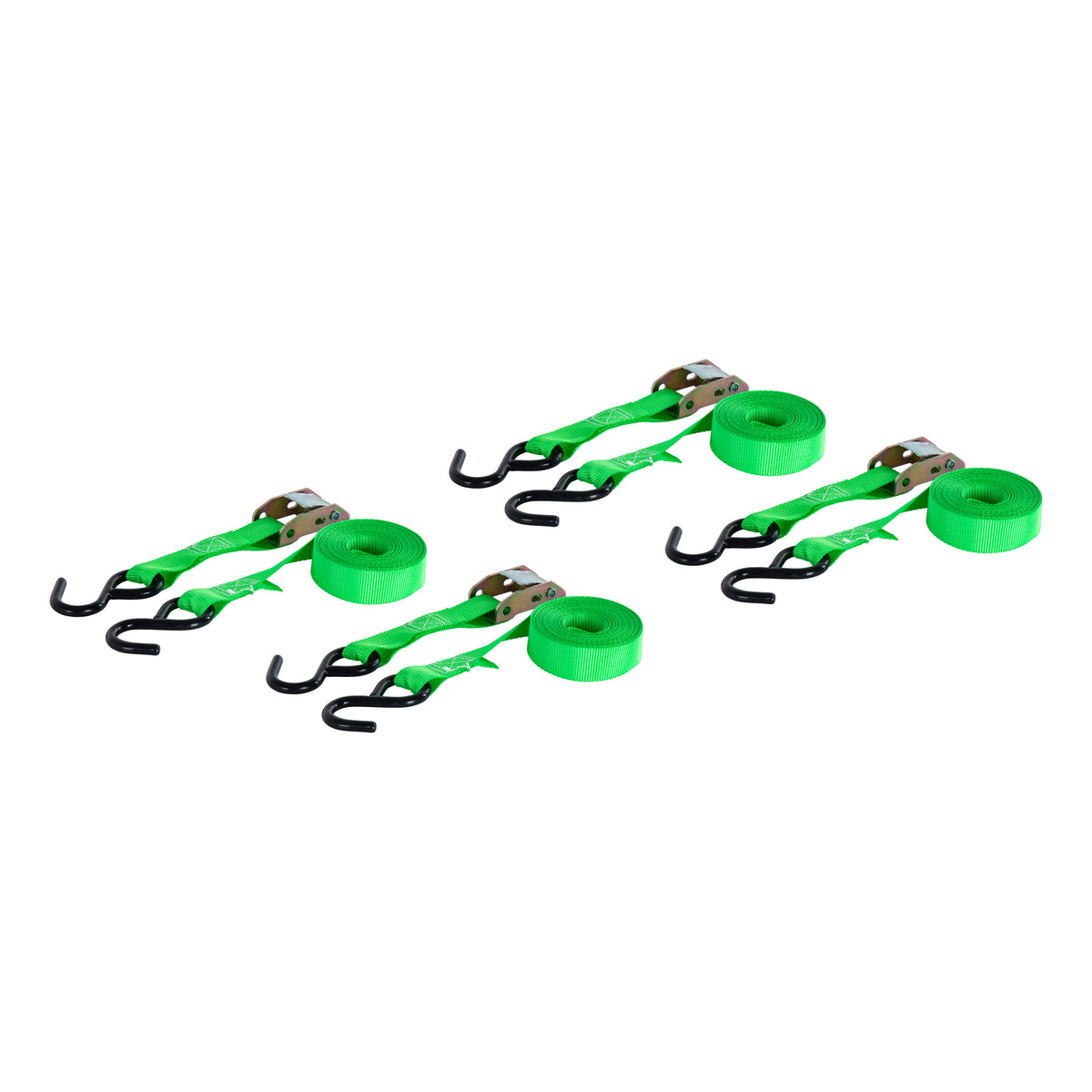 CURT 83016 1-Inch x 16-Foot Dark Green Nylon Cargo Straps, 900 lbs. Break Strength, 4-Pack