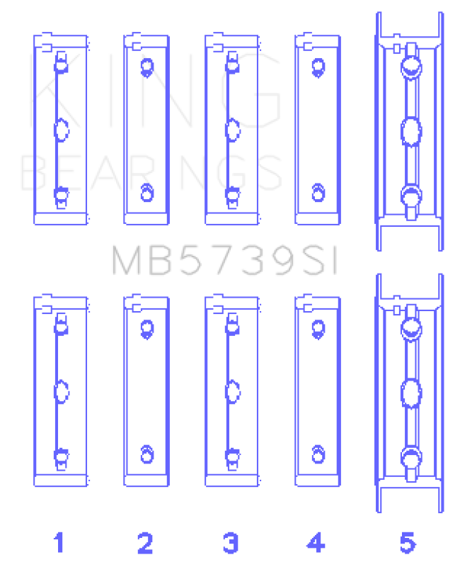 King Engine Bearings Subaru Ej20/Ej22/Ej25 Housing Bore + .002 (Size +0.50mm) Main Bearing Set - MB5739SI0.5