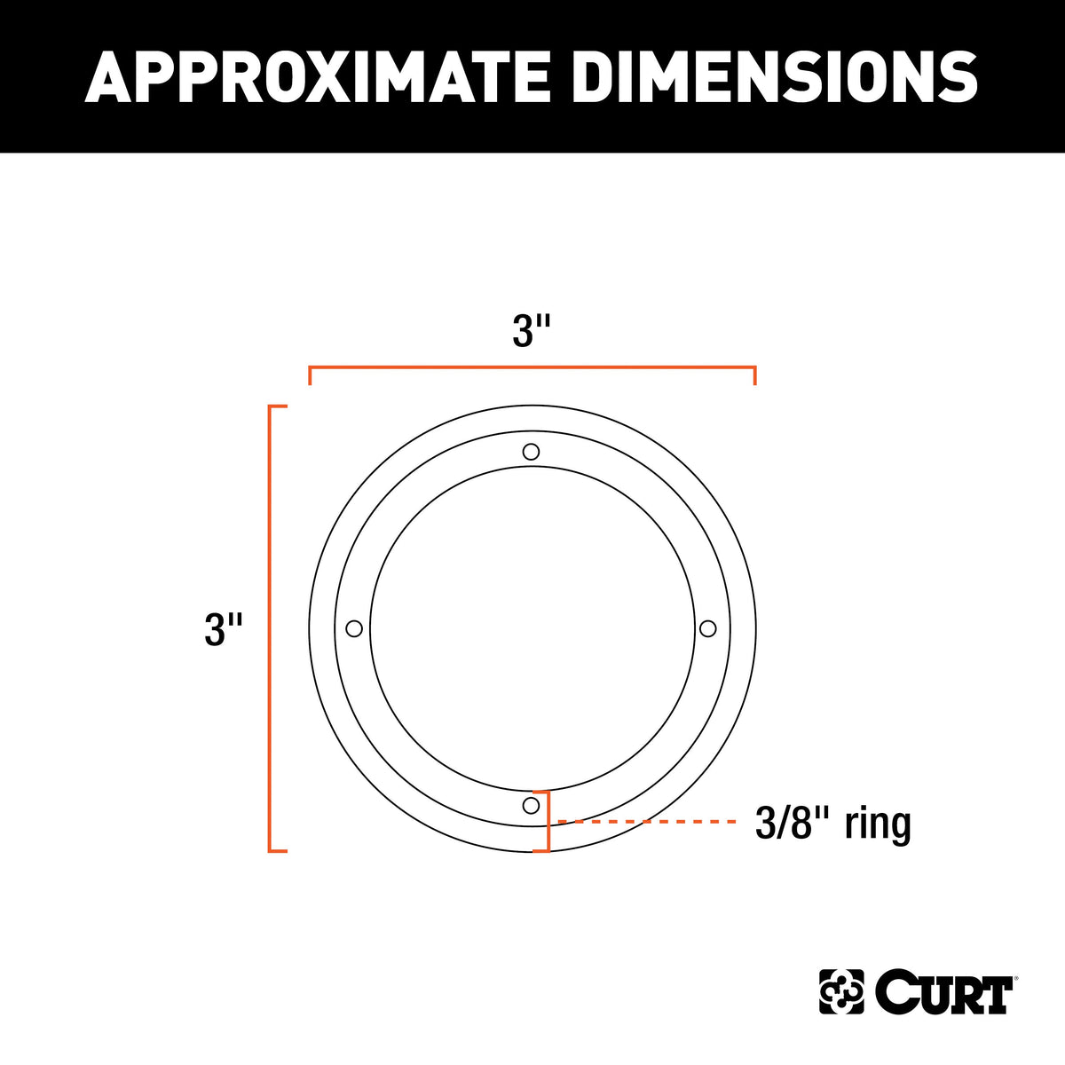 CURT 83720 3-Inch Black Plastic Tie Down Anchor Backing Plate Trim Ring
