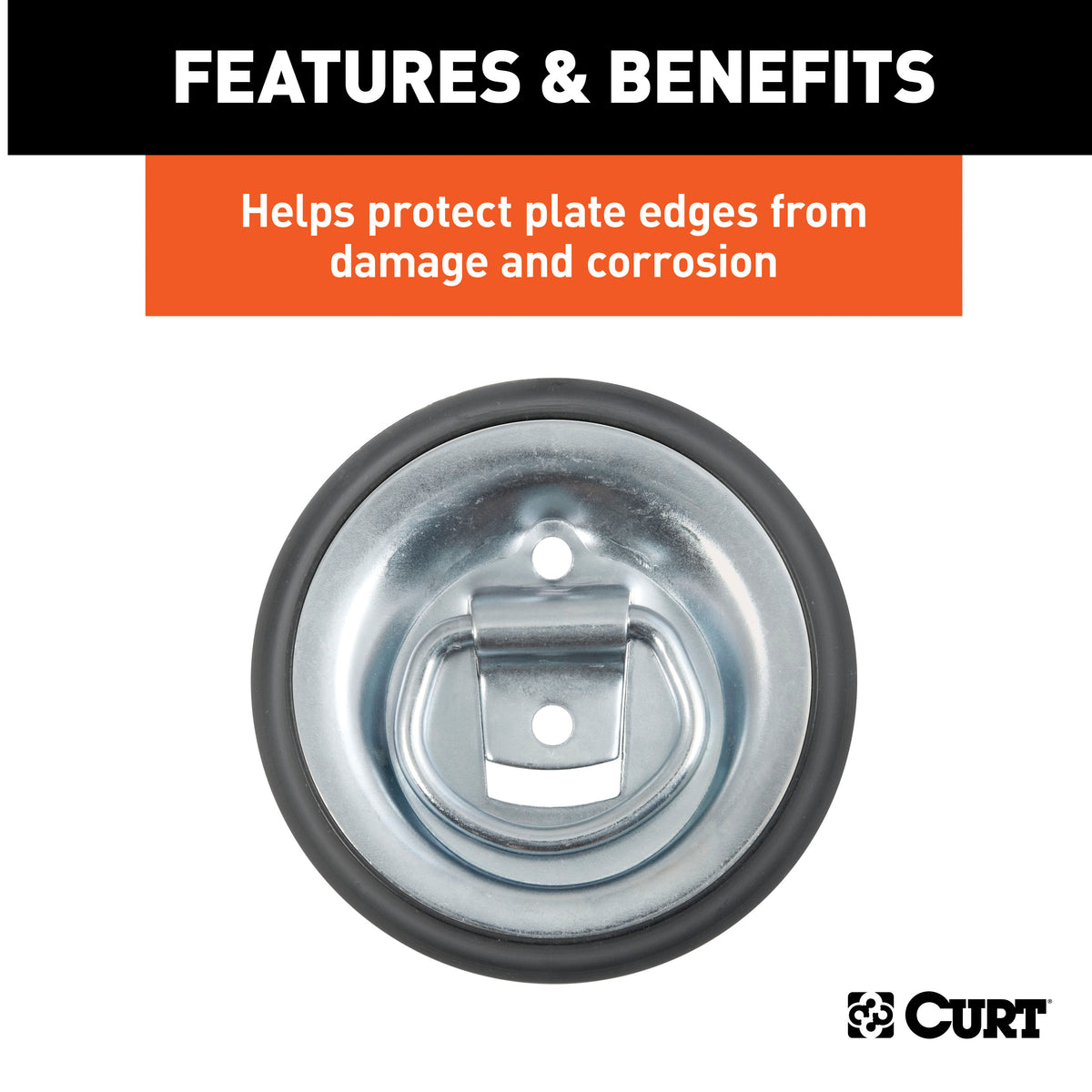 CURT 83720 3-Inch Black Plastic Tie Down Anchor Backing Plate Trim Ring