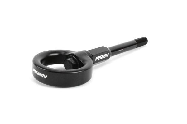 Perrin 02-07 Subaru WRX/STI Tow Hook Kit (Front) - Flat Black - PSP-BDY-230BK for 2015-2021 Subaru WRX STI - front view
