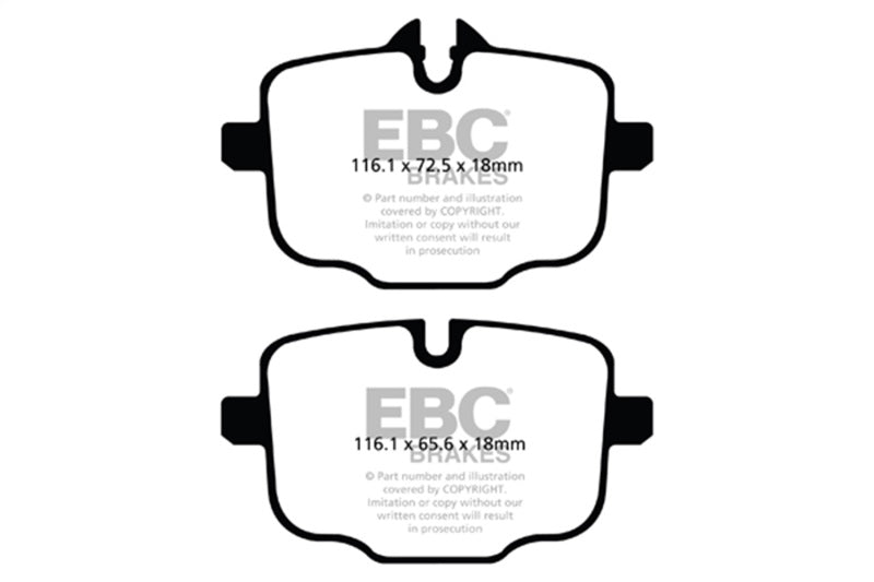 EBC 2017+ BMW 530 2.0L Turbo (G30) Ultimax2 Front Brake Pads - UD1867 for 2017-2023 BMW 5 Series - front view