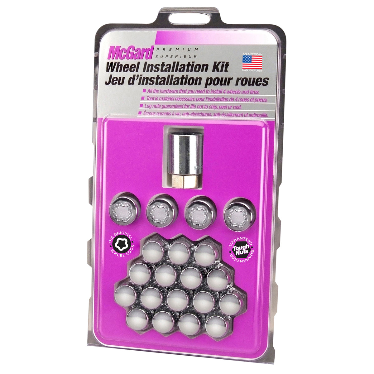 McGard 5 Lug Hex Install Kit (Clamshell) w/Locks (Cone Seat Nut) 1/2-20 / 13/16 Hex - Chrome - 84530CN