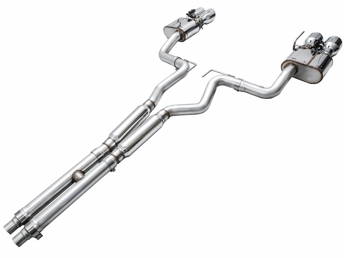 AWE 2024 Ford Mustang GT Fastback S650 RWD SwitchPath Catback Exhaust w/ Quad Chrome Silver Tips - 3025-42650