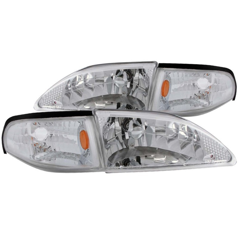 ANZO 1994-1998 Ford Mustang Crystal Headlights Chrome - 121262