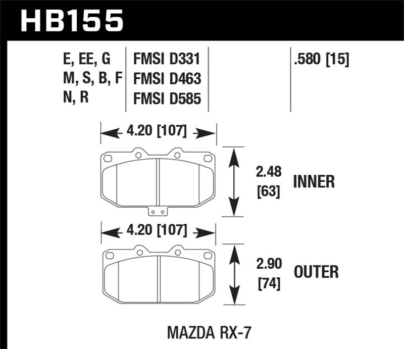 Hawk Performance DTC-30 Motorsports Brake Pads - HB155W.580