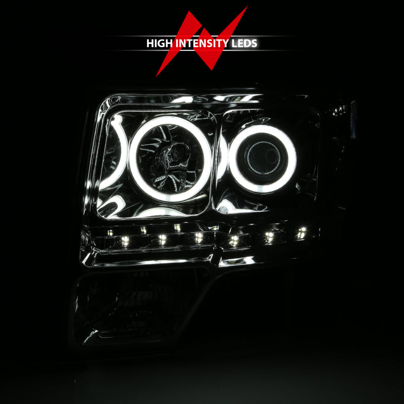 ANZO 2009-2014 Ford F-150 Projector Headlights w/ Halo Chrome (CCFL) G2 - 111297