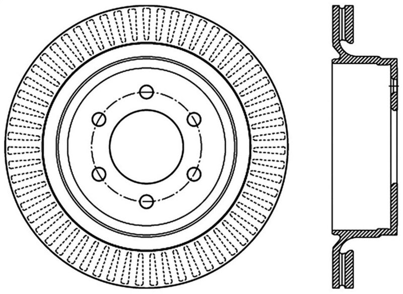 StopTech 12-14 Ford F-150 w/ 6 Lug Rear Left Slotted Sport Cryo Brake Rotor - 126.65135CSL
