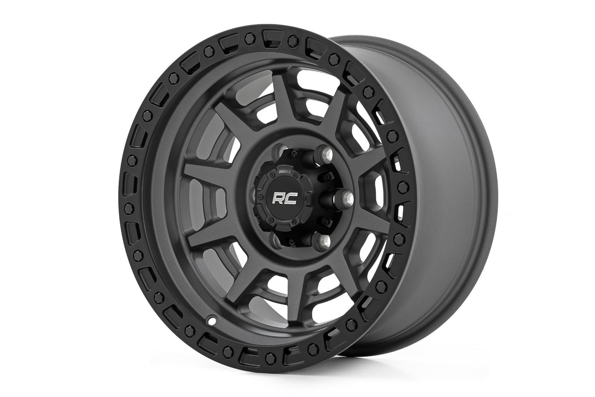 Rough Country 85 Series Wheel/Simulated Beadlock/Gunmetal Gray/Black/17x9/6x5.5 -+25mm - 85172512