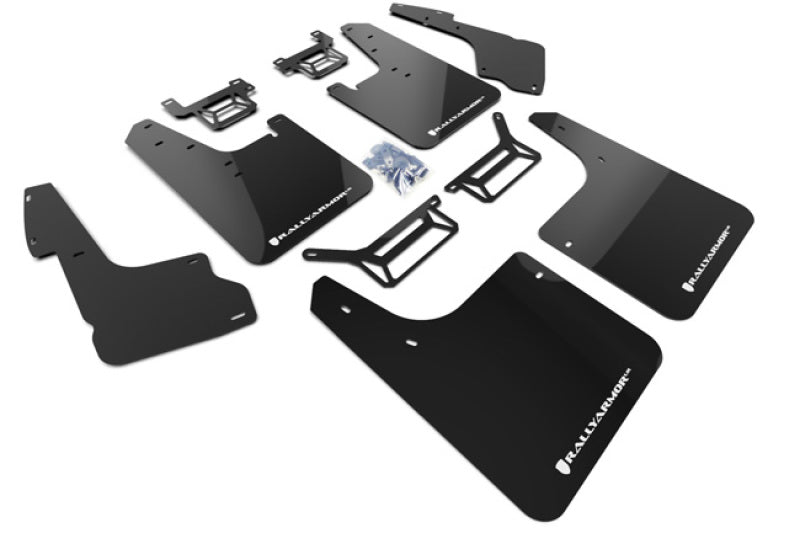Rally Armor 12-24 Toyota 4Runner Black UR Mud Flap w/White Logo - MF48-UR-BLK/WH