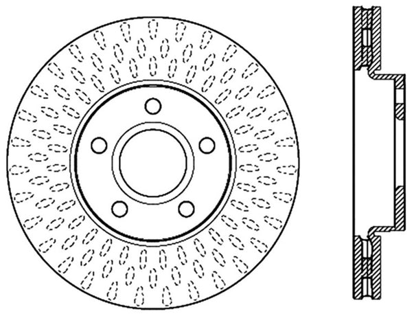 StopTech Slotted Sport Brake Rotor - 126.61100SL for 2004-2011 Volvo S40 - front view