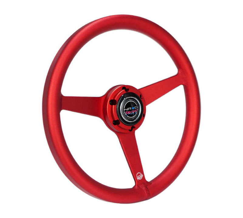 NRG Aluminum Steering Wheel 330mm - Heritage Solid Spoke - Ergonomic Grip - Anadized Red - RST-071-RD - close-up view 2