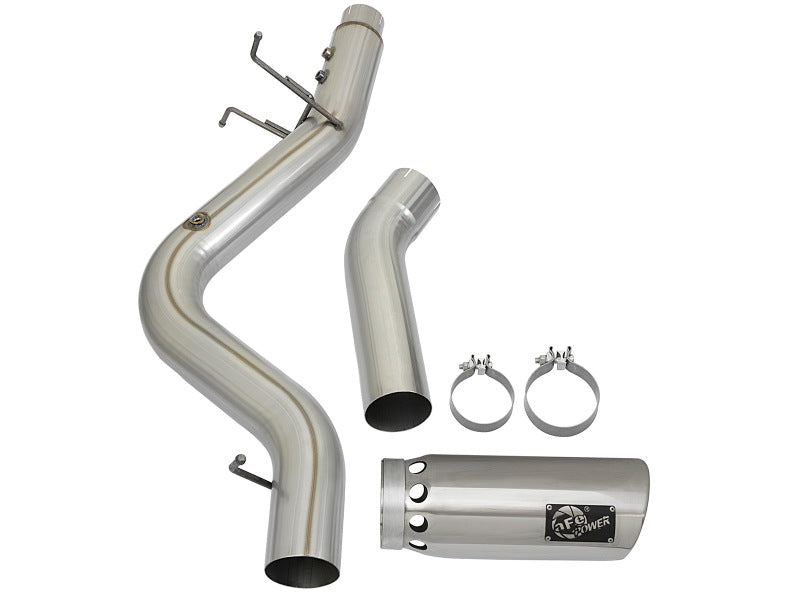 aFe ATLAS 5in DPF-Back Aluminized Steel Exhaust System w/Polished Tips 2017 GM Duramax 6.6L (td) L5P - 49-04085-P