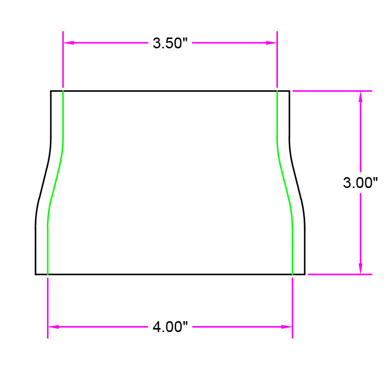 UPR - Silicone Reducer Transition Coupler 4 Ply Hose 3.50" to 4.00", 89mm to 102mm - 8601-004 by UPR Products - detail view