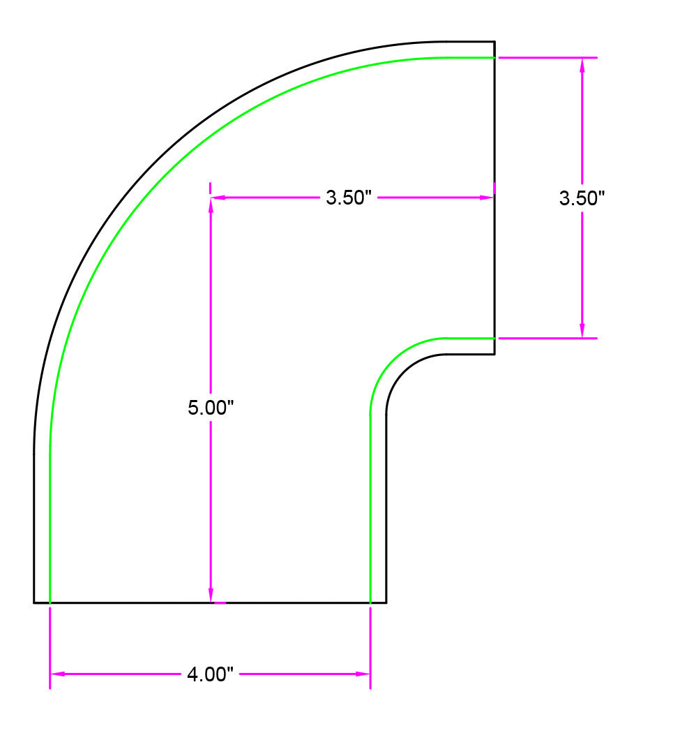 UPR - Silicone 90 Elbow Transition Coupler 4 Ply Hose 3.50" to 4.00", 89mm to 102mm - 8604-001 by UPR Products - detail view