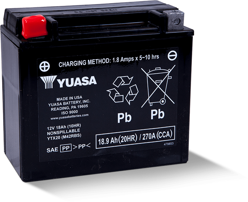 Yuasa YTX20 Maintenance Free AGM 12 Volt Battery - YUAM42RBS by Yuasa Battery