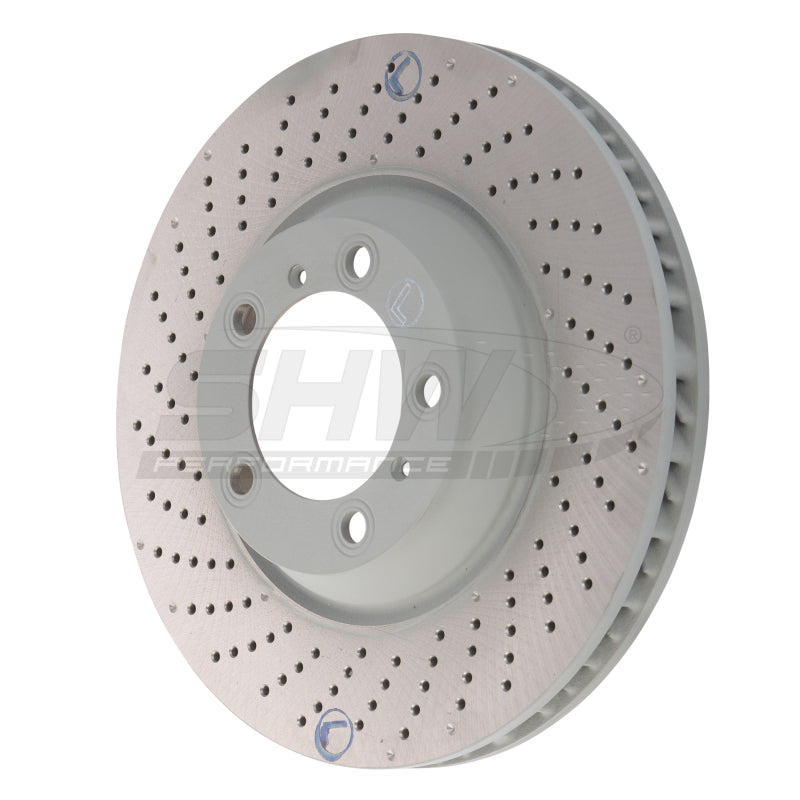 SHW 04-08 Porsche 911 GT3 w/o Ceramics Left Front Cross-Drilled Monobloc Brake Rotor (99735140990) - PFL32909