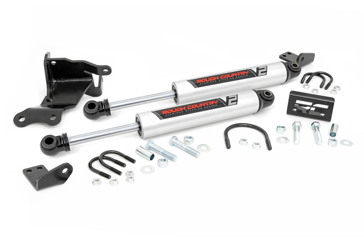 Rough Country - V2 Steering Stabilizer - Dual - 2.5-8 Inch Lift - Jeep Gladiator JT/Wrangler JL (18-25) - 8730470