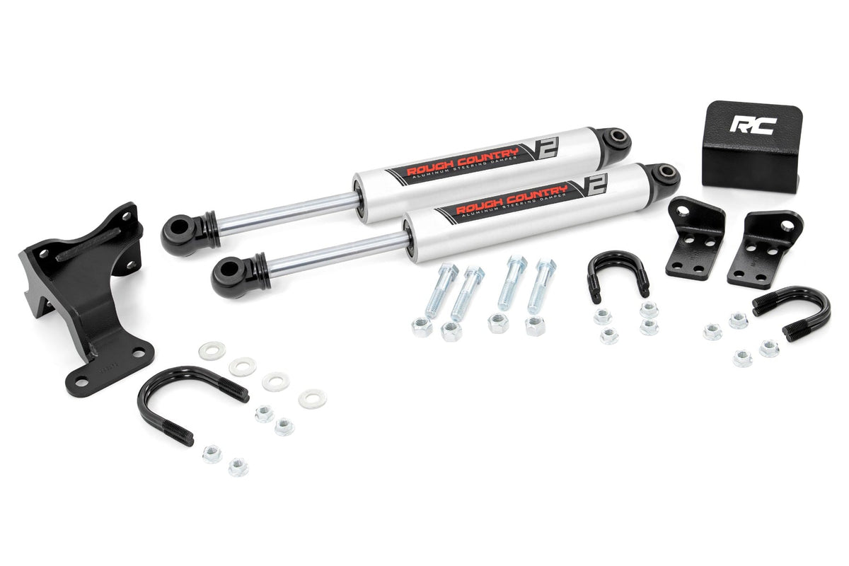 Rough Country - V2 Steering Stabilizer - Dual - 2-8 Inch Lift - Jeep Wrangler JK/Wrangler Unlimited (07-18) - 8734970