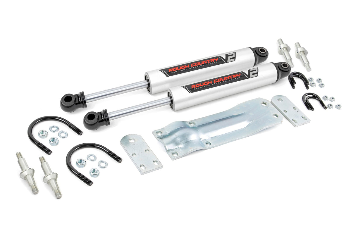 Rough Country - V2 Steering Stabilizer - Dual - Chevy/GMC C10/K10 Truck & SUV/K5 Blazer (69-91) - 8735670