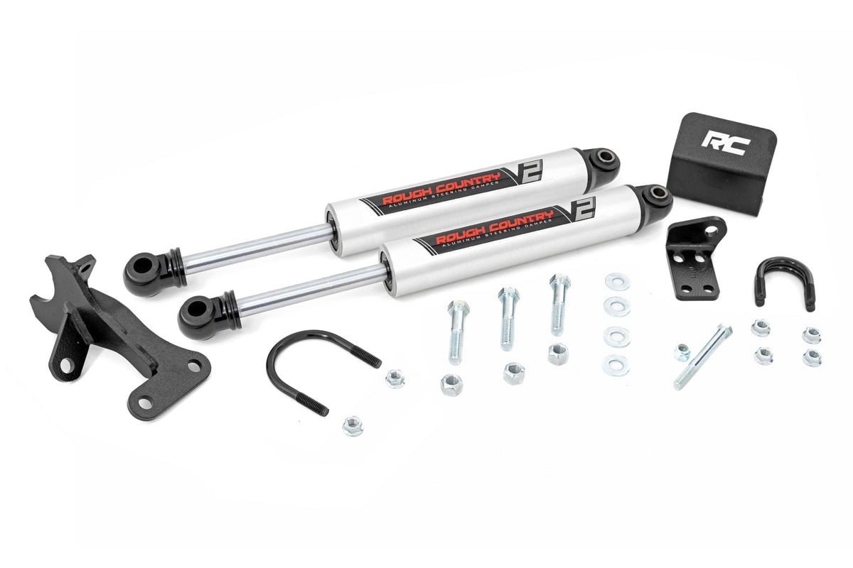 Rough Country - V2 Steering Stabilizer - Dual - 4 Inch Lift - Jeep Grand Cherokee WJ (99-04) - 8749670