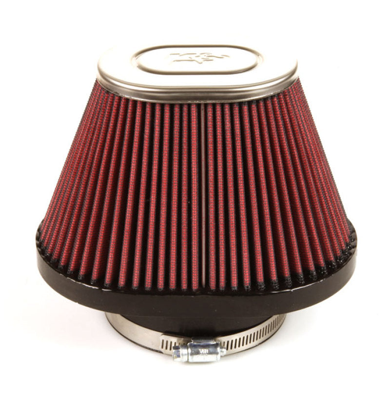K&amp;N Universal Chrome Filter-Oval Tapered 4in Flg ID x 5.375in Base O/S W x 3.313in Top O/S W - RC-1680