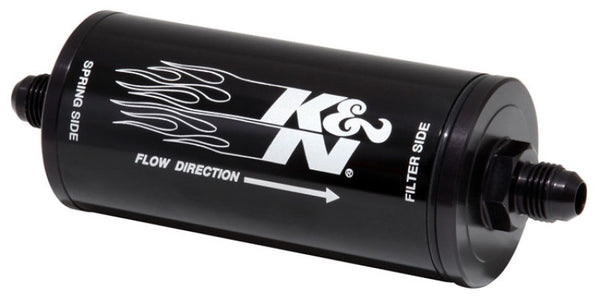 K&N 2in OD x 6in L 6AN 25 Micron In-Line Fuel/Oil FIlter - 81-1000 by K&N Engineering - front view