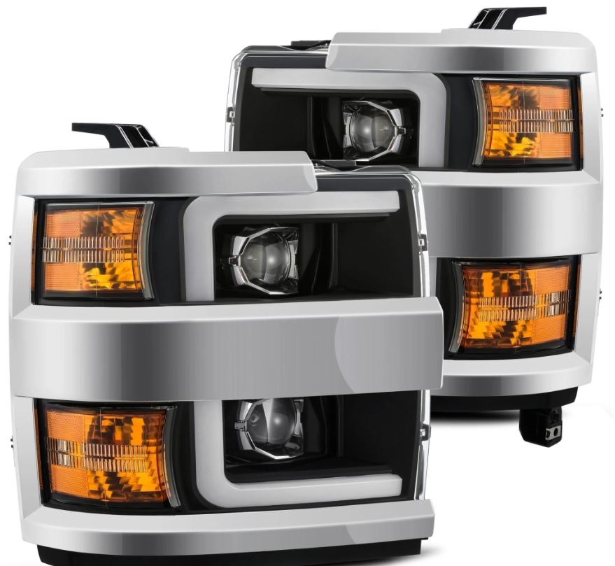 AlphaRex 15-19 Chevy Silverado 2500/3500 LUXX-Series Proj. Headlights Blk w/Actv SeqSig & SBDRL - 880098