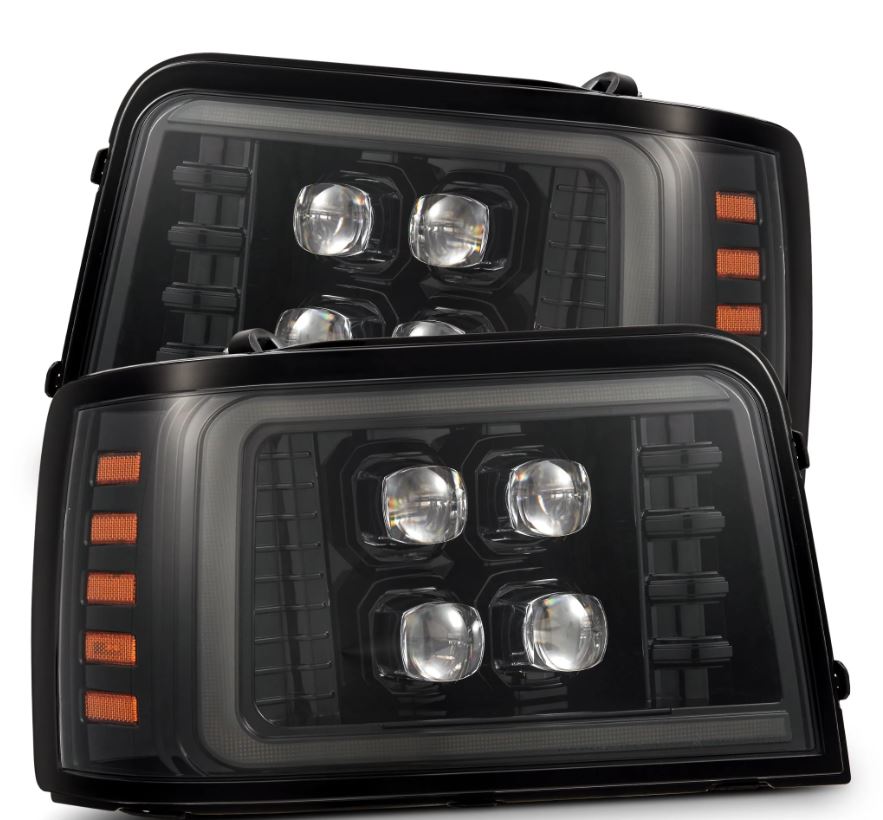 AlphaRex 92-96 Ford F-Series/Bronco NOVA-Series LED Proj Headlight Alpha-Bk w/Actv Light SS & SBDRL - 880269