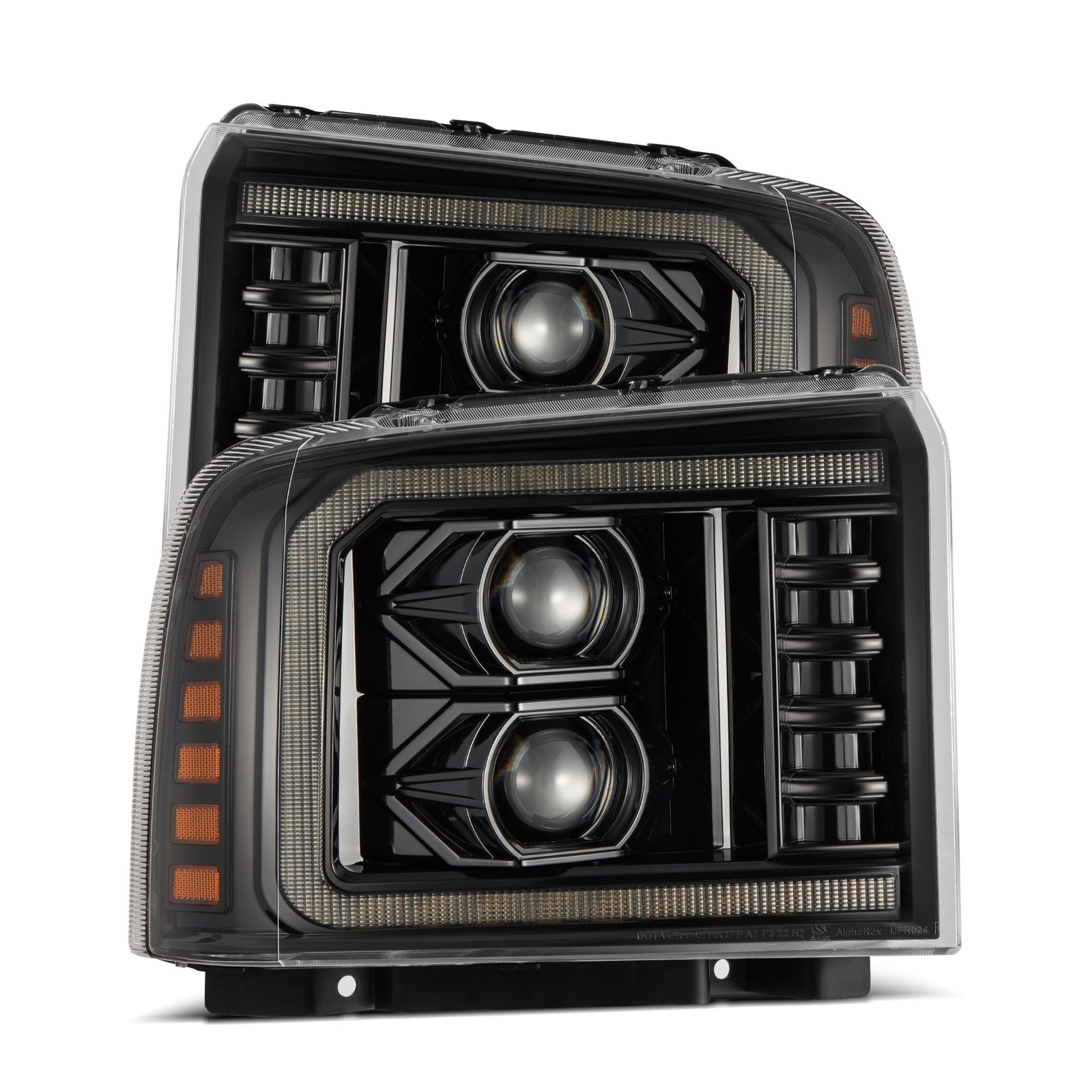 AlphaRex 05-07 Ford F250-550 PRO-Series Projector Headlights Alpha-Black - 880314