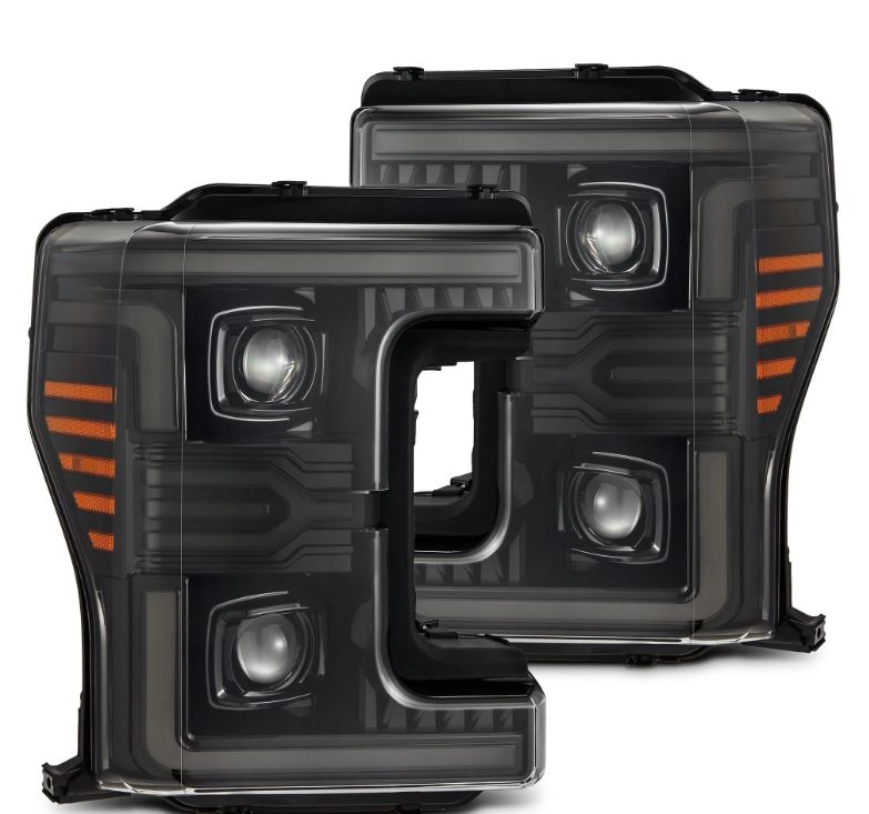 AlphaRex 17-19 Ford F-250/350/450/550 Super Duty LUXX-Series LED Proj Headlights Alpha-Blk SS/SBDRL - 880322